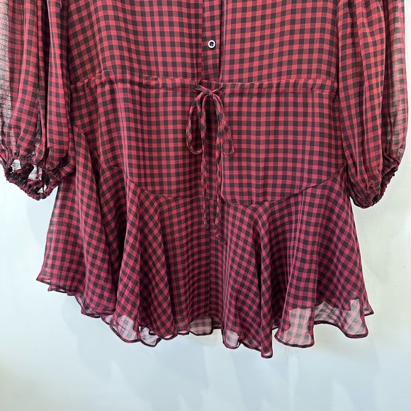 Vici Balloon Sleeve Gingham Plaid Checkered Long Sleeve Dress - S - Picture 3 of 10